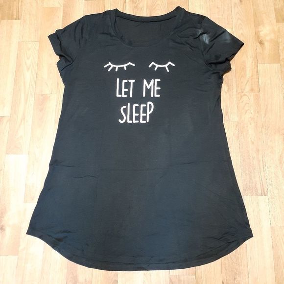 Plus Size "Let Me Sleep" Black Night Shirt NWOT Large - Picture 1 of 3